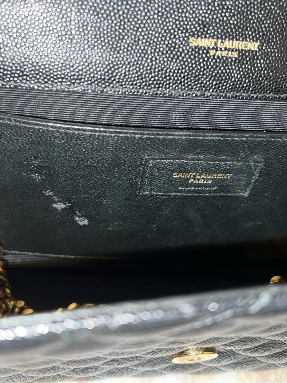 Yves Saint Laurent Black Quilted Leather Shoulder Bag with Gold Logo - Picture 2 of 5